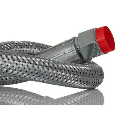 RS PRO 500mm Galvanized Steel Overbraid Hydraulic Hose Assembly, 180bar Max Pressure