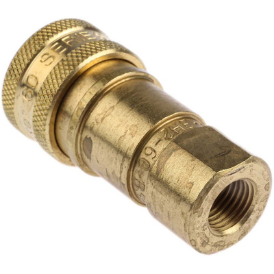 Parker Brass Female Hydraulic Quick Connect Coupling, G 1/4 Female