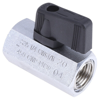RS PRO Chrome Plated Brass Hydraulic Ball Valve G 1/4
