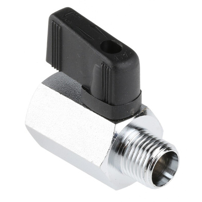 RS PRO Chrome Plated Brass Hydraulic Ball Valve G 1/4