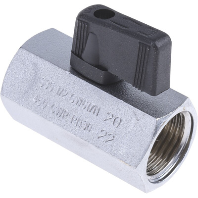 RS PRO Chrome Plated Brass Hydraulic Ball Valve G 1/2