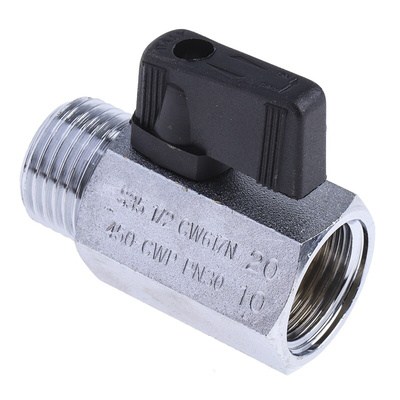 RS PRO Chrome Plated Brass Hydraulic Ball Valve G 1/2