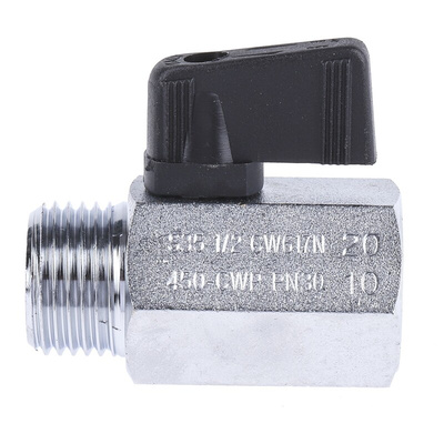 RS PRO Chrome Plated Brass Hydraulic Ball Valve G 1/2