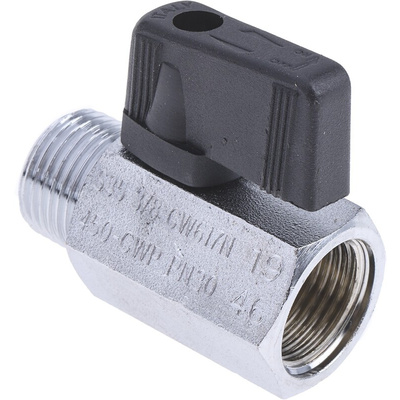 RS PRO Chrome Plated Brass Hydraulic Ball Valve G 3/8