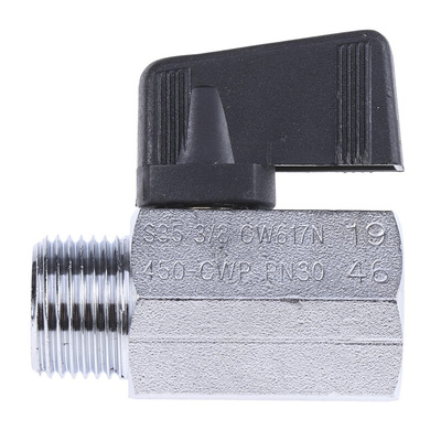 RS PRO Chrome Plated Brass Hydraulic Ball Valve G 3/8