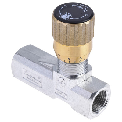 RS PRO Inline Mounting Hydraulic Flow Control Valve, G 1/2, 210bar, 50L/min