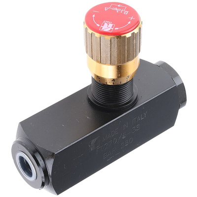 RS PRO Inline Mounting Hydraulic Flow Control Valve, G 3/8, 25L/min