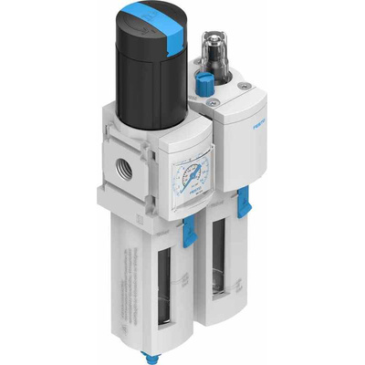 Festo G 1/4 FRL, Manual Drain, 40μm Filtration Size - With Pressure Gauge