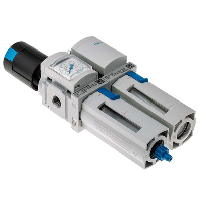 Festo G 1/4 FRL, Manual Drain, 40μm Filtration Size - With Pressure Gauge