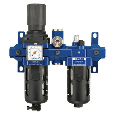 PREVOST G 1/2 FRL, Manual Drain, 25μm Filtration Size - With Pressure Gauge