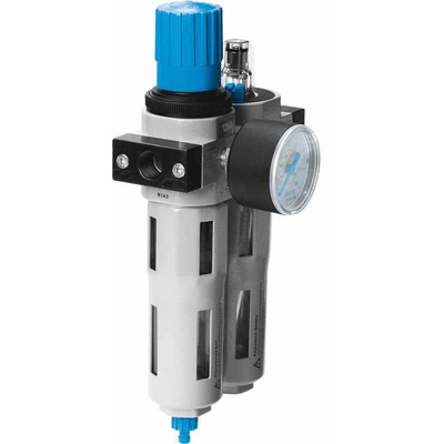 Festo G 1/2 FRL, Manual Drain, 40μm Filtration Size - With Pressure Gauge