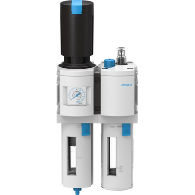 Festo G 1/2 FRL, Manual Drain, 40μm Filtration Size - With Pressure Gauge