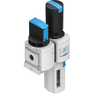 Festo G 1/2 FRL, Automatic Drain, 40μm Filtration Size - With Pressure Gauge