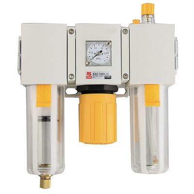 RS PRO G 1/4 Filter Regulator Lubricator, Manual Drain, 40μ Filtration Size
