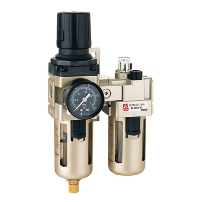RS PRO G 1/2 Filter Regulator Lubricator, Auto Drain, 25μ Filtration Size