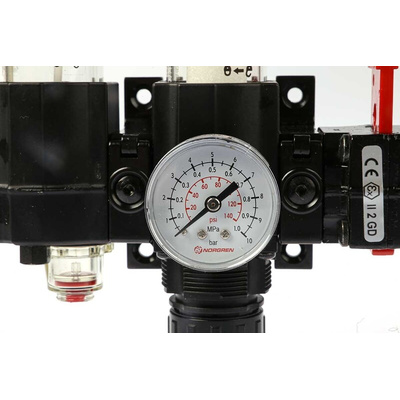 Norgren G 1/4 FRL, Automatic Drain, 40μm Filtration Size - With Pressure Gauge
