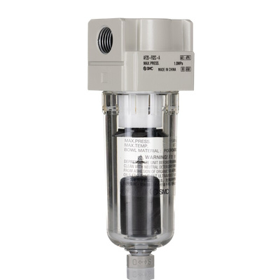SMC AF series 5μm G 1/4 0.1MPa to 1 MPa, 1.5 MPa Pneumatic Filter with Automatic drain
