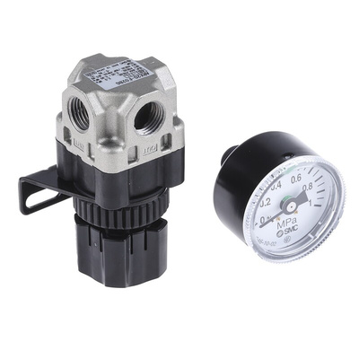 SMC G 1/4 Pneumatic Regulator - 0.05MPa to 0.85MPa, 1/4in, 2MPa max. input