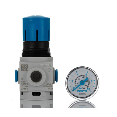 Festo Pneumatic Regulator - 0.5bar to 7bar, 8bar max. input, 8086638