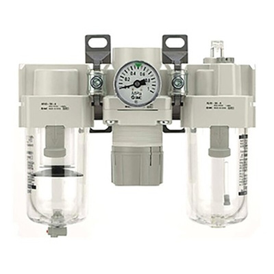 SMC NPT 1/4 Air Filter Regulator Lubricator, 0.05MPa to 1 MPa, AC Series