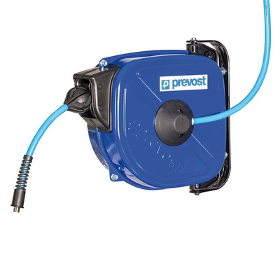 PREVOST Wall Mounted 15m Air Hose Reel, 8mm Inner Diameter, 12mm Outer Diameter, 350L/min Flow Rate