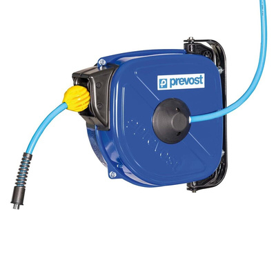 PREVOST Wall Mounted 12m Air Hose Reel, 8mm Inner Diameter, 12mm Outer Diameter, 500L/min Flow Rate