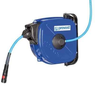 PREVOST Wall Mounted 15m Air Hose Reel, 10mm Inner Diameter, 17mm Outer Diameter, 800L/min Flow Rate