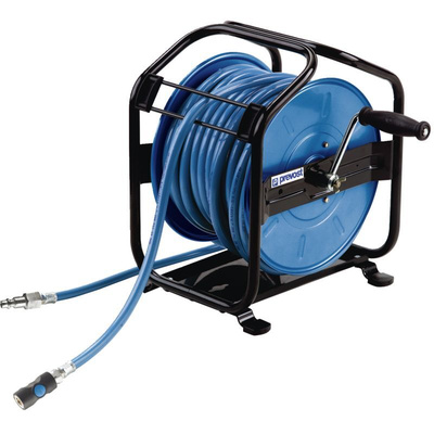 PREVOST Free Standing 30m Air Hose Reel, 8mm Inner Diameter, 12mm Outer Diameter, 400L/min Flow Rate