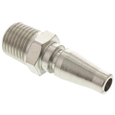 RS PRO Brass, Steel Male Pneumatic Quick Connect Coupling, R 1/4 Male Threaded