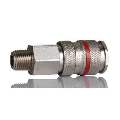 RS PRO Brass Male Pneumatic Quick Connect Coupling, R 1/4 Male Threaded