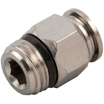 RS PRO Push-in Fitting, Uni 1/2 Male to Push In 6 mm, Threaded-to-Tube Connection Style