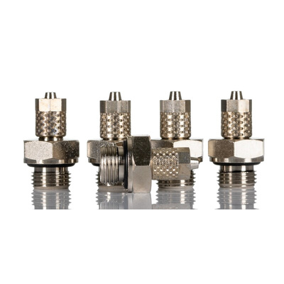 RS PRO Straight Threaded Adaptor, G 1/8 Male to Push In 4 mm, Threaded-to-Tube Connection Style