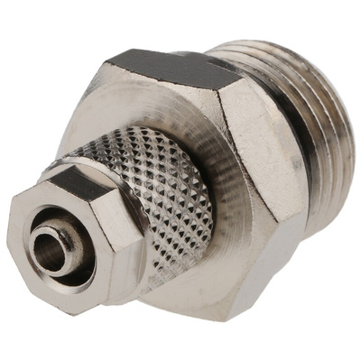 RS PRO Straight Threaded Adaptor, G 3/8 Male to Push In 6 mm, Threaded-to-Tube Connection Style