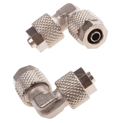 RS PRO 1130 Series Elbow Tube-toTube Adaptor, Push In 6 mm to Push In 6 mm, Tube-to-Tube Connection Style