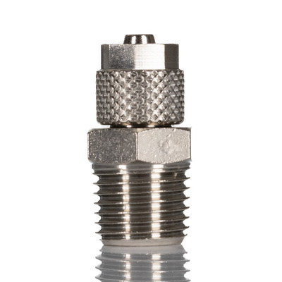RS PRO Straight Threaded Adaptor, R 1/8 Male to Push In 6 mm, Threaded-to-Tube Connection Style