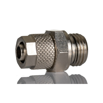 RS PRO Straight Threaded Adaptor, G 1/4 Male to Push In 8 mm, Threaded-to-Tube Connection Style