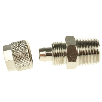 RS PRO Straight Threaded Adaptor, R 1/4 Male to Push In 8 mm, Threaded-to-Tube Connection Style