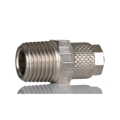 RS PRO Straight Threaded Adaptor, R 1/4 Male to Push In 6 mm, Threaded-to-Tube Connection Style