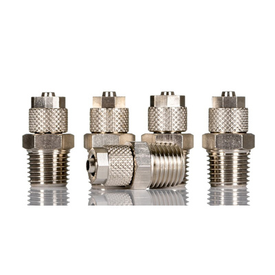 RS PRO Straight Threaded Adaptor, R 1/4 Male to Push In 6 mm, Threaded-to-Tube Connection Style