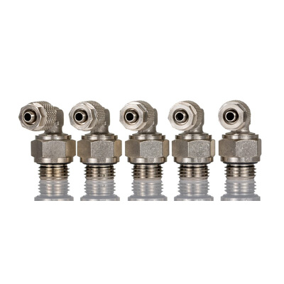 RS PRO Elbow Threaded Adaptor, G 1/4 Male to Push In 6 mm, Threaded-to-Tube Connection Style