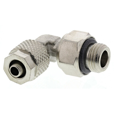 RS PRO Elbow Threaded Adaptor, G 1/8 Male to Push In 6 mm, Threaded-to-Tube Connection Style