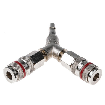 RS PRO 19 Series Y Threaded Adaptor Push In 6 mm, R 1/4 Male to R 1/4 Male, Threaded-to-Tube Connection Style