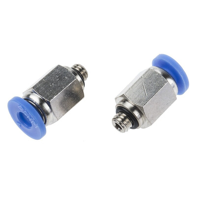 RS PRO Straight Threaded Adaptor, M5 Male to Push In 4 mm, Threaded-to-Tube Connection Style