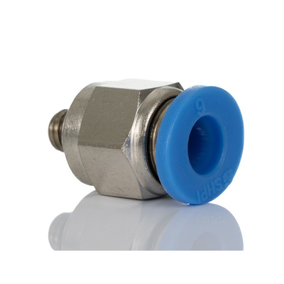 RS PRO Straight Threaded Adaptor, M5 Male to Push In 6 mm, Threaded-to-Tube Connection Style