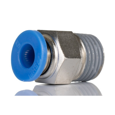 RS PRO Straight Threaded Adaptor, R 1/4 to Push In 10 mm, Threaded-to-Tube Connection Style