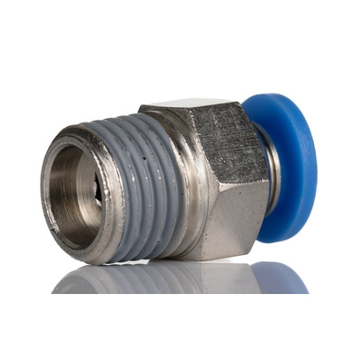 RS PRO Straight Threaded Adaptor, R 1/4 to Push In 10 mm, Threaded-to-Tube Connection Style