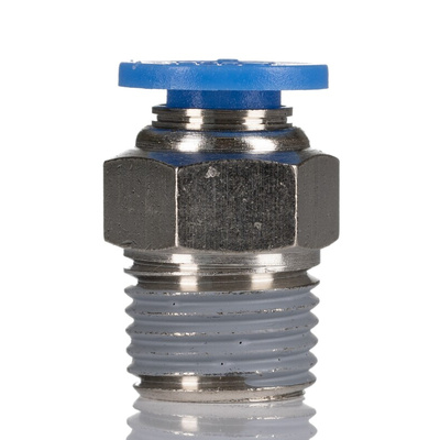 RS PRO Straight Threaded Adaptor, R 1/4 to Push In 10 mm, Threaded-to-Tube Connection Style