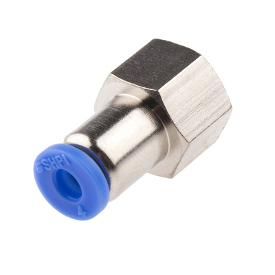 RS PRO Straight Threaded Adaptor, R 1/8 Female to Push In 4 mm, Threaded-to-Tube Connection Style