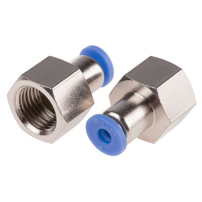 RS PRO Straight Threaded Adaptor, R 1/4 Female to Push In 4 mm, Threaded-to-Tube Connection Style