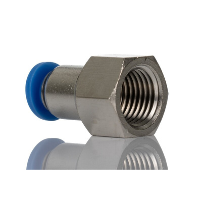 RS PRO Straight Threaded Adaptor, R 1/4 Female to Push In 6 mm, Threaded-to-Tube Connection Style
